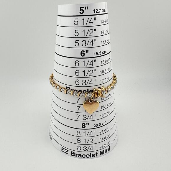 Real Diamond Chip Prime Art & Jewel Gold Plated Two Tone Tennis 7” Bracelet - Picture 9 of 9